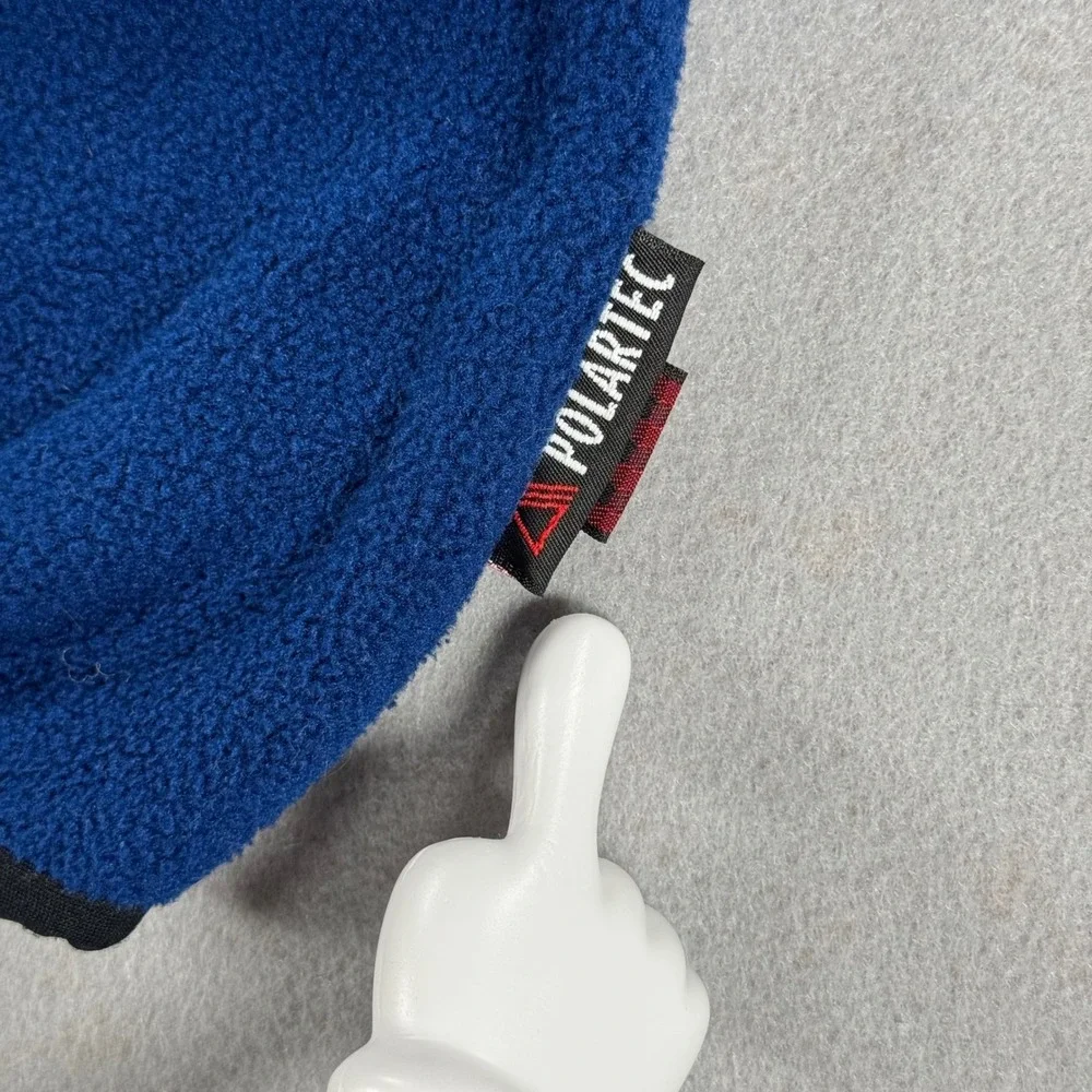 Woolrich Fleece Pullover Snap Placket Medium Blue Polartec Trim